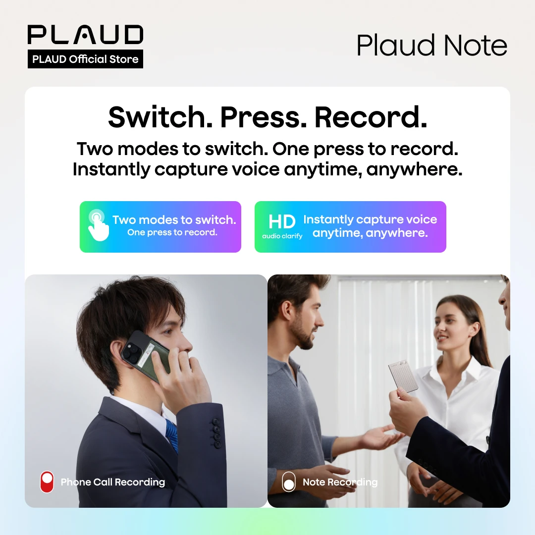 مسجل صوت PLAUD NOTE AI، جهاز تدوين الملاحظات بالذكاء الاصطناعي للاجتماعات والمحاضرات والمكالمات ونقش الذكاء الاصطناعي والتجميع