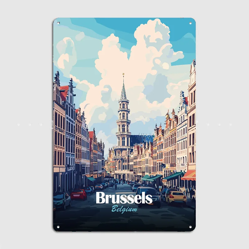 Brussels, Belgium City Poster Metal Sign Room Decor Life Wall Custom Bedroom Indoor Home Wall Decor Posters Room Decoration