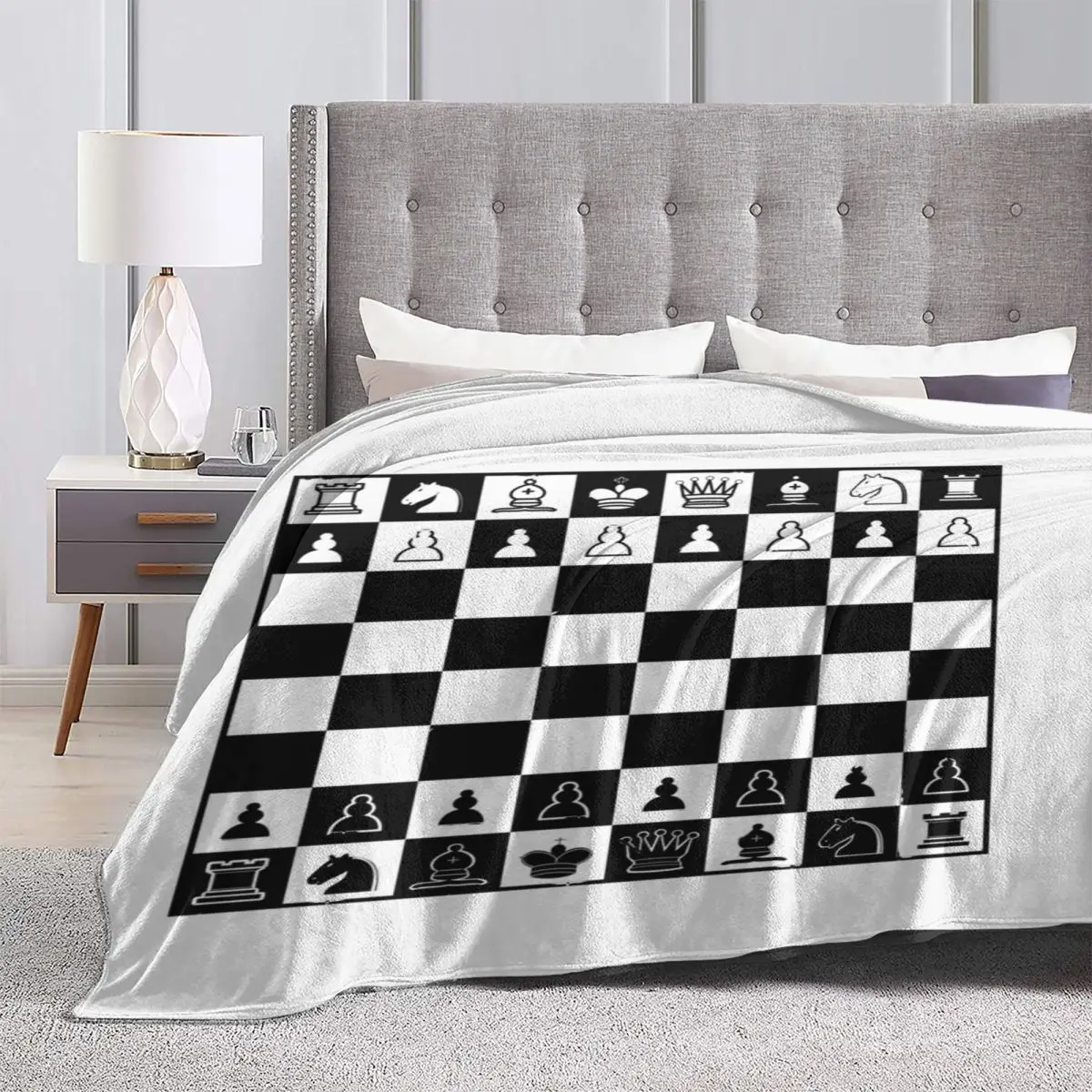 Chess Board Warm Soft Blankets Chess Match Game Camping Throw Blanket Winter Graphic Custom DIY Flannel Bedspread Sofa Bed Cover