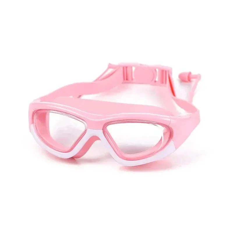 Wasserdichte und beschlagfreie Schwimmbrille für Kinder mit großem Rahmen, praktische Schwimmbrille mit Silikon-ohrstöpseln. – Detail 10