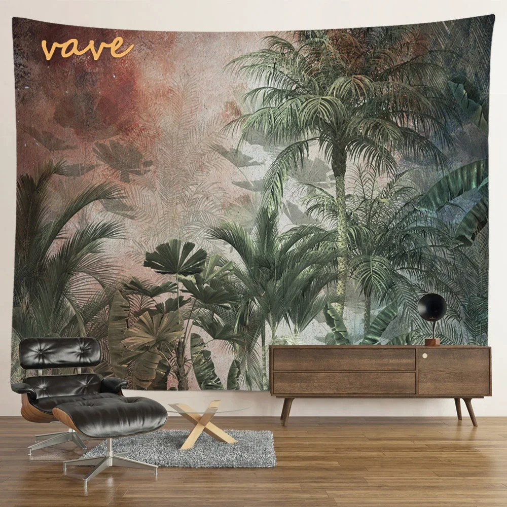 พรมแขวนผนัง Boho, แนวนอน, ป่า, ต้นไม้, พืช, ความงาม, สีย้อม, ขนาดใหญ่, ผ้าห่ม, บ้าน, ตกแต่งห้องนอน