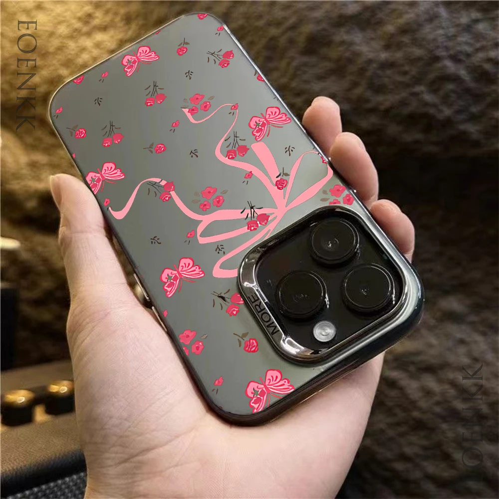 Cute Bow Cherry Pattern Phone Case For Samsung Galaxy S25 S24 S23 Ultra S22 S21 S20 Ultra Plus FE A25 A35 A55 5G Hard Cover
