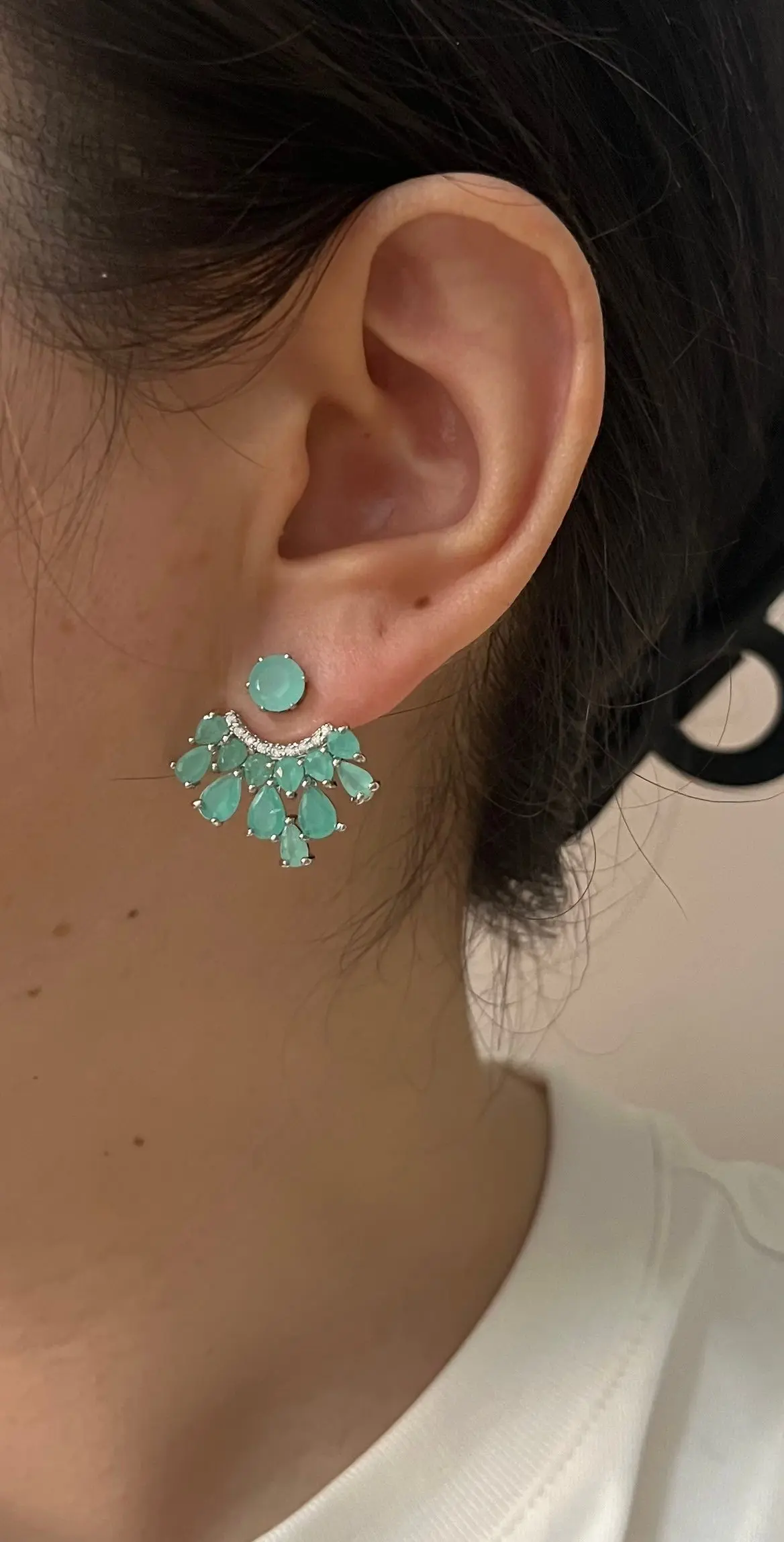 Korean new design fashion jewelry silver plated protein water drop zircon hook earrings elegant women's daily work accessories