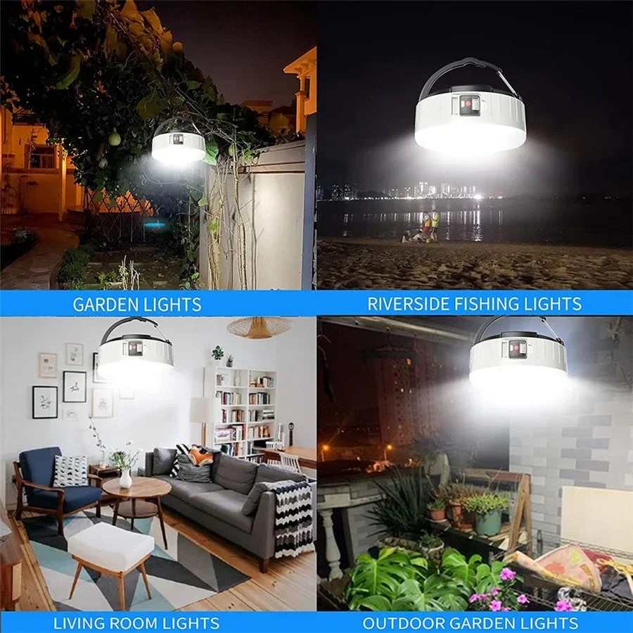 Remote Control Charge 100W LED Tent Lamp Waterproof Portable Lanterns Emergency Night Market Lights Outdoor Solar Camping Lights