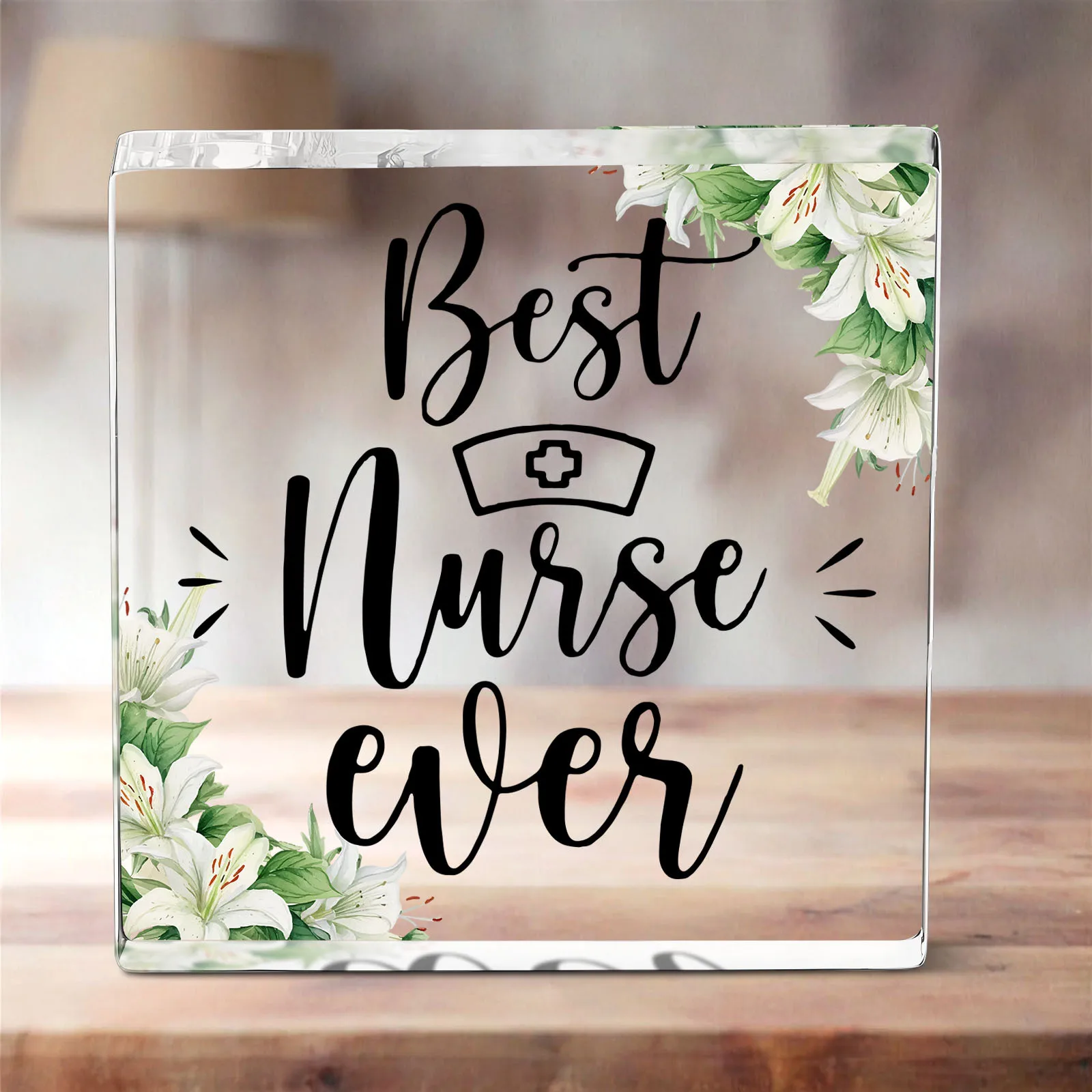 Best Nurse Acrylic Sign, 2D Flat Desktop Motivational Decor, Modern Office Gift for Women, Christmas Thank You Present