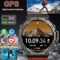 Smart watch Outdoor Smartwatch Men's 5ATM Waterproof GPS 1.43 HD Screen compass 500mAh battery Heart Rate Health 100+sports mode