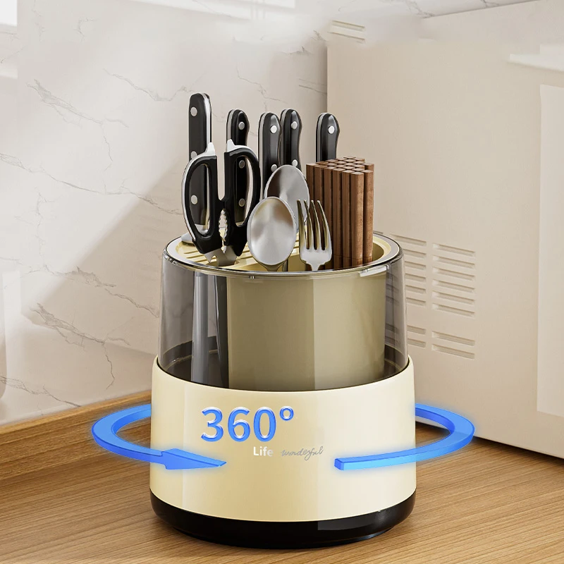 

Rotation Knife Holder Stand Multifunctional Rotating Knives Stand Removable Chopsticks Cutlery Utensil Storage Tank Kitchen Tool