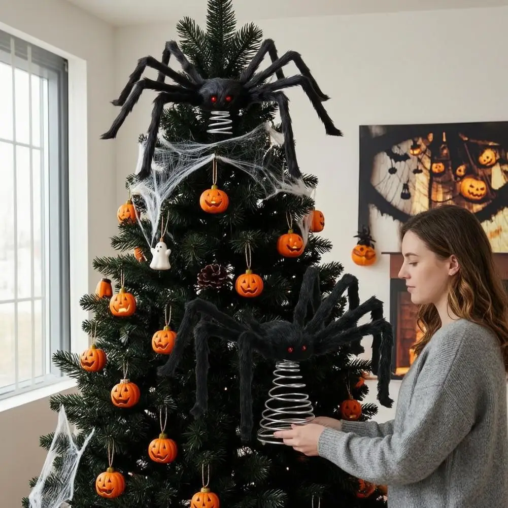 Party Spiders Tree Top Ornament For Halloween Display With Spring Base And Shared Seasonal Window Styling Accent