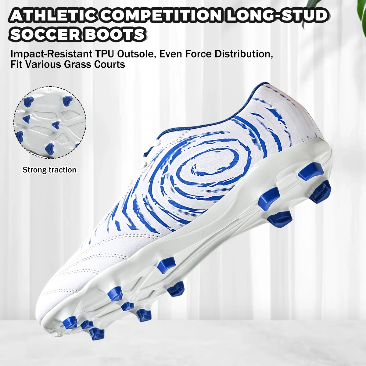 Outdoor AG/FG Football Cleats Breathable PU Upper Stable Long TPU Studs Men Women Grass Field Soccer Training Boots