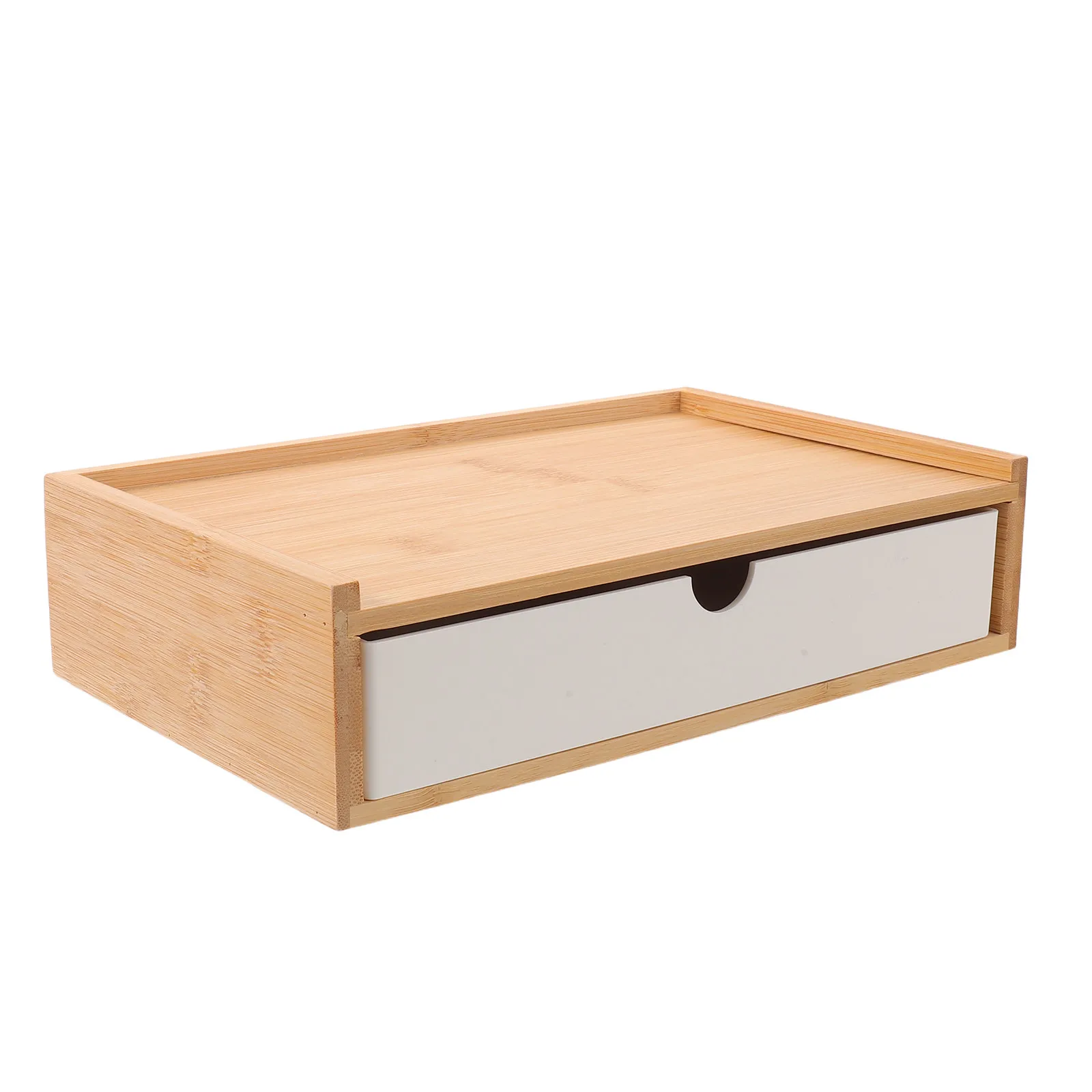 

Bamboo Desktop Organizer Box with Drawers Modern Minimalist Desk Drawer Storage Box for Office Stationery Documents Gadgets Home