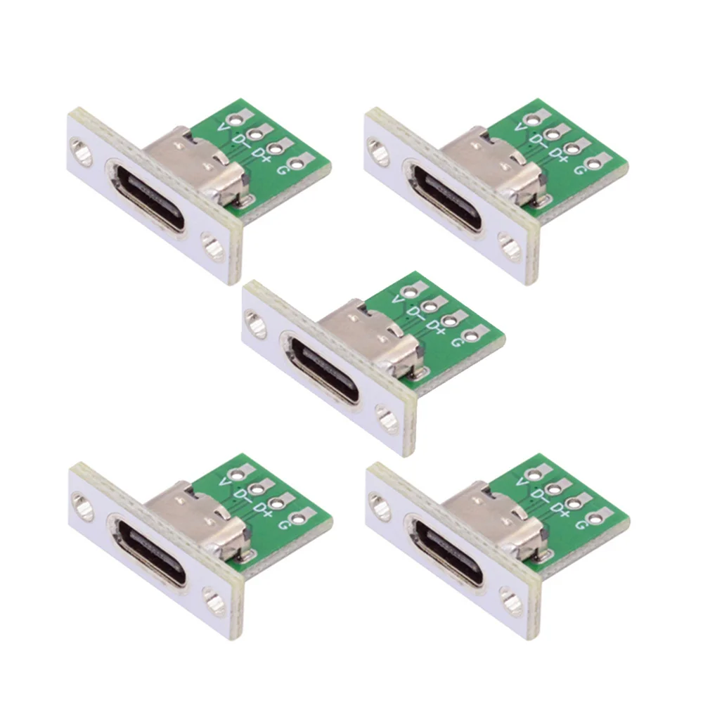 ZIHAN 5pcs/set OEM DIY PCB Kit Type C Female Socket Connector Panel Mount Type with PC Converter Board 24pin USB 2.0 Pinout