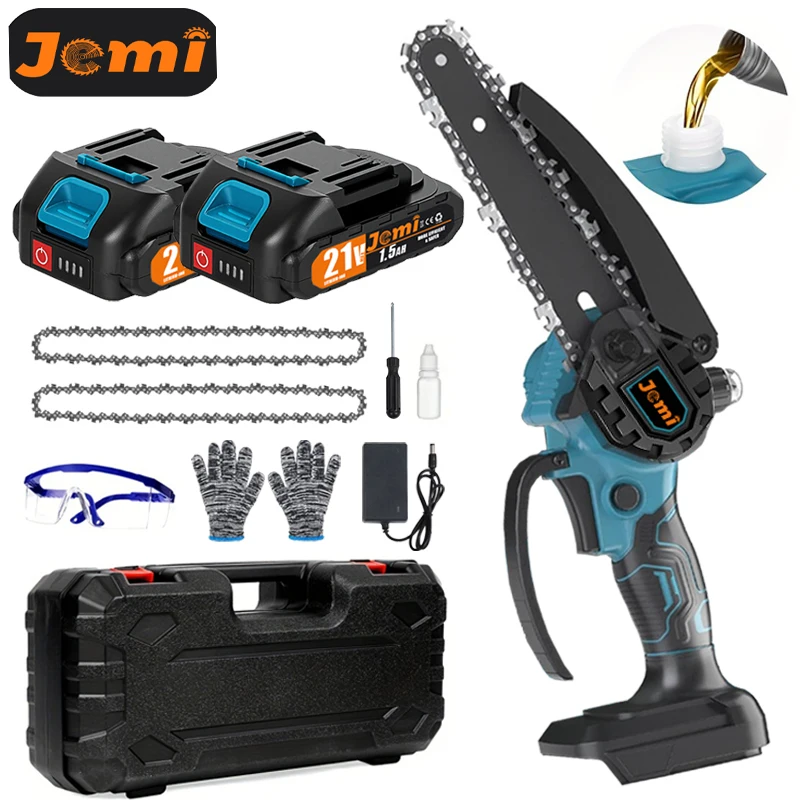 Jemi Tool Mini motosierra Mini de 6 "con batería de 1/2×21V, pequeña y potente motosierra eléctrica portátil con engrasautomático para una fácil poda