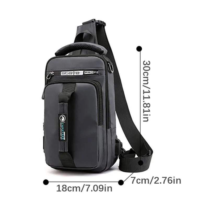 HVTIL Fashion Men Chest Bag USB Charging Male Sling Luxury Waterproof Single Shoulder Pack For Travel Leisure Nylon Soft Bolsas