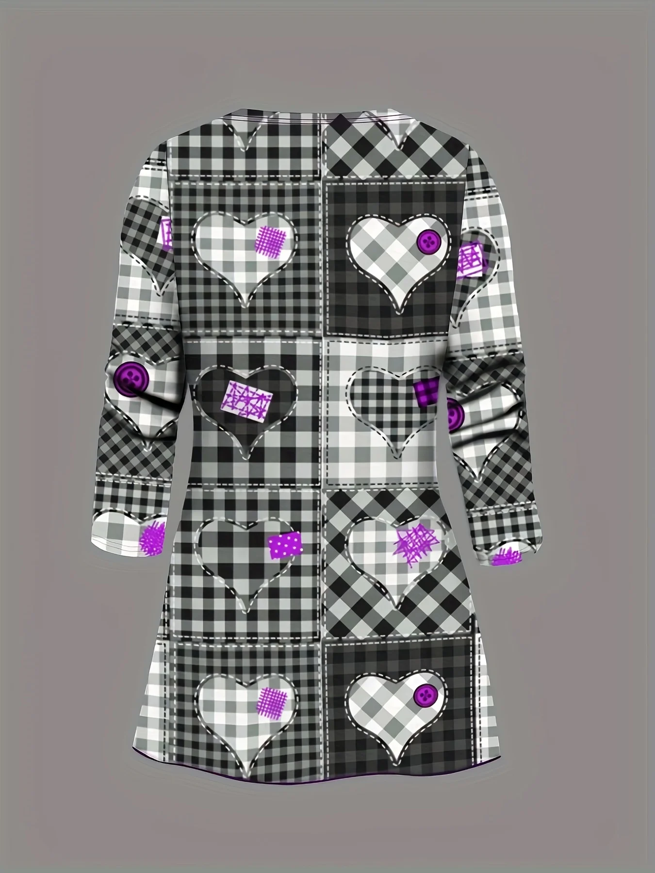 طقم نسائي مقاس كبير مكون من 3 قطع للربيع والخريف: سترة صوفية مطبوعة على شكل قلب وسترة وبنطلون كاجوال.