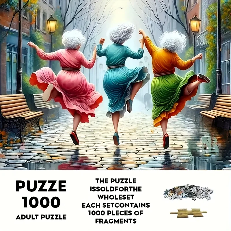 1000 Stück Happy Grandma Series Puzzle – nicht gerahmt, große Abmessungen, bunte Teile, perfekt für Familiendekoration und In