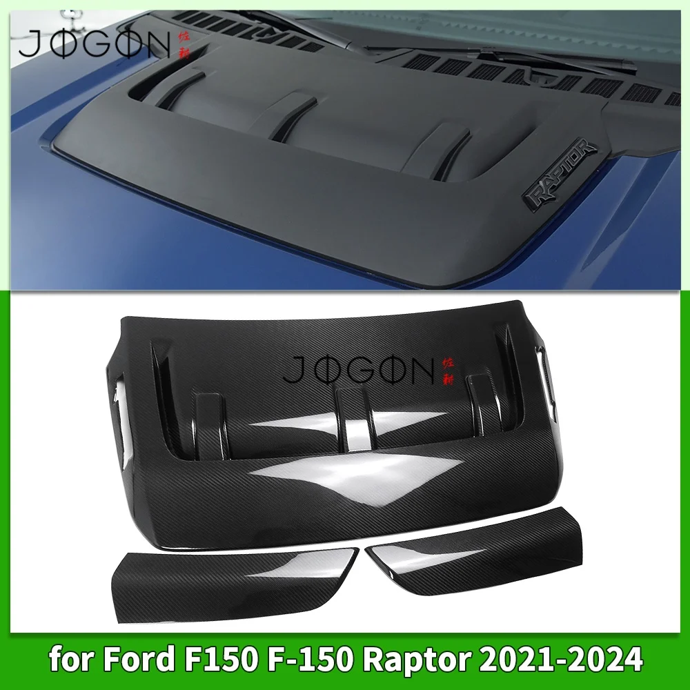 

DRY Carbon Fiber Car Front Head Engine Hood Parts Air Vent Molding Decoration Cover Trim For Ford F150 F-150 Raptor 2021-2024