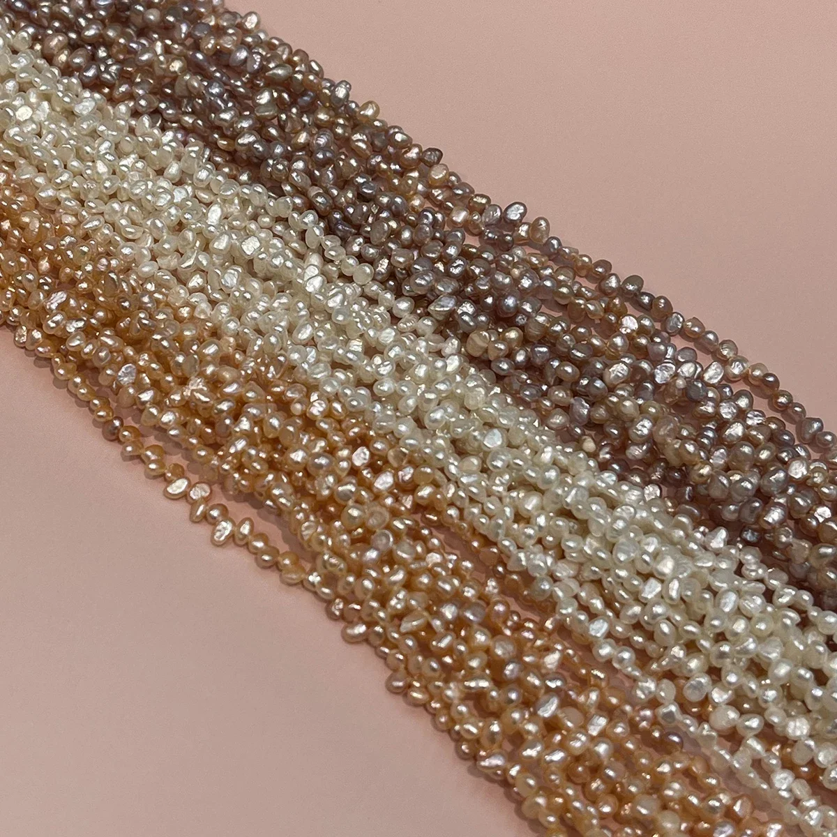 4-5mm Natürliche Süßwasserperlen Lila Orange Weiß Doppelt Polierte Perlen für Schmuckherstellung DIY Halskette Armband Ohrringe Zubehör – Detail 4