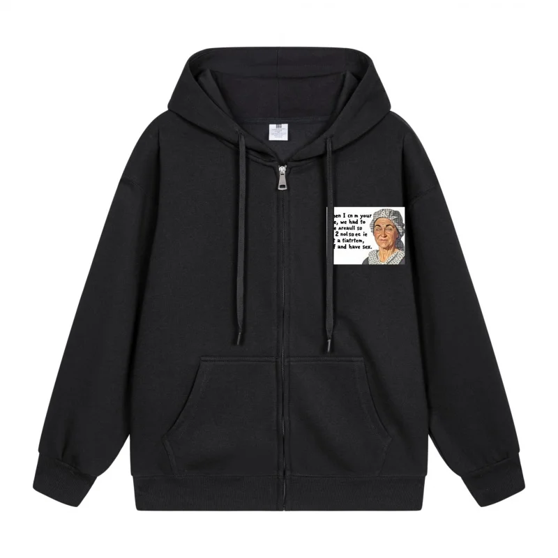 

Men's Zip-Up Hoodie Black Hoodie With Face Print New Style Casual Couples’ Style Casual and Loose