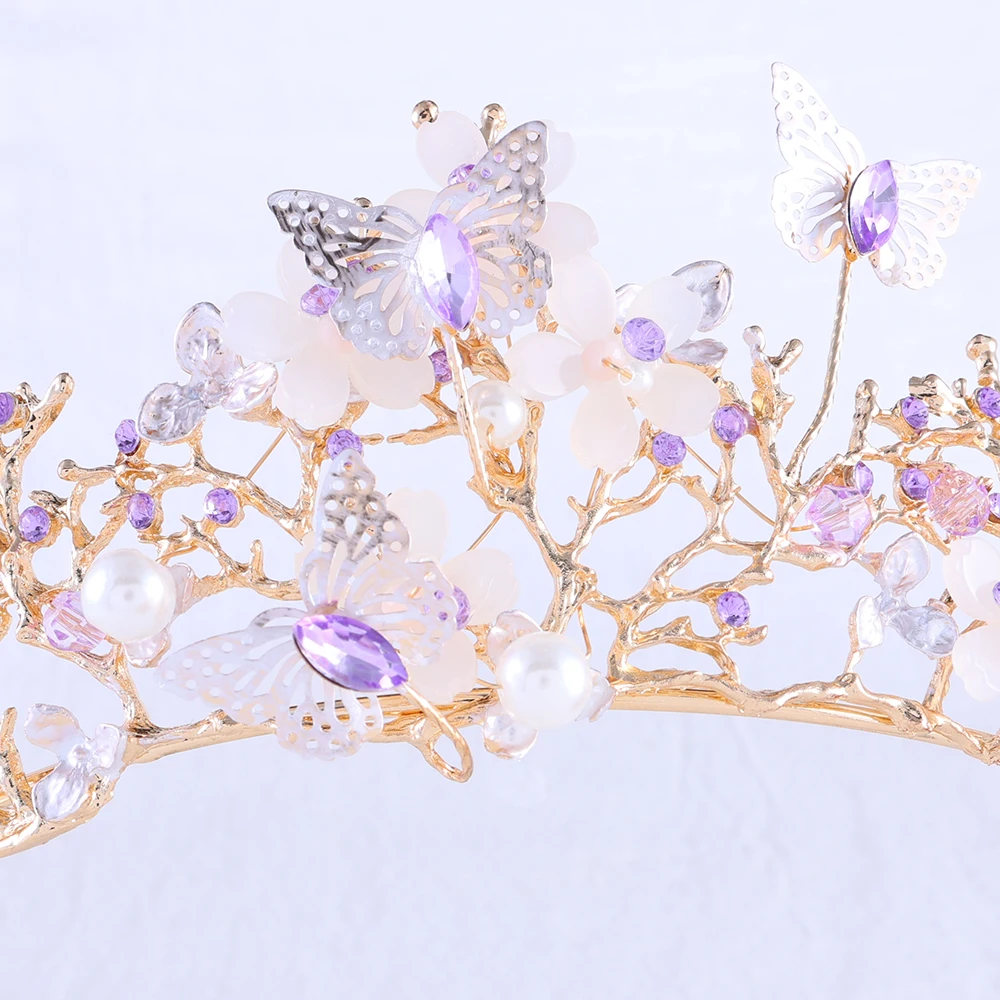 Luxury High Quality Bridal Crown Butterfly Crystall Wedding Tiara Golden Alloy Queen Party Jewelry Hair Accessories