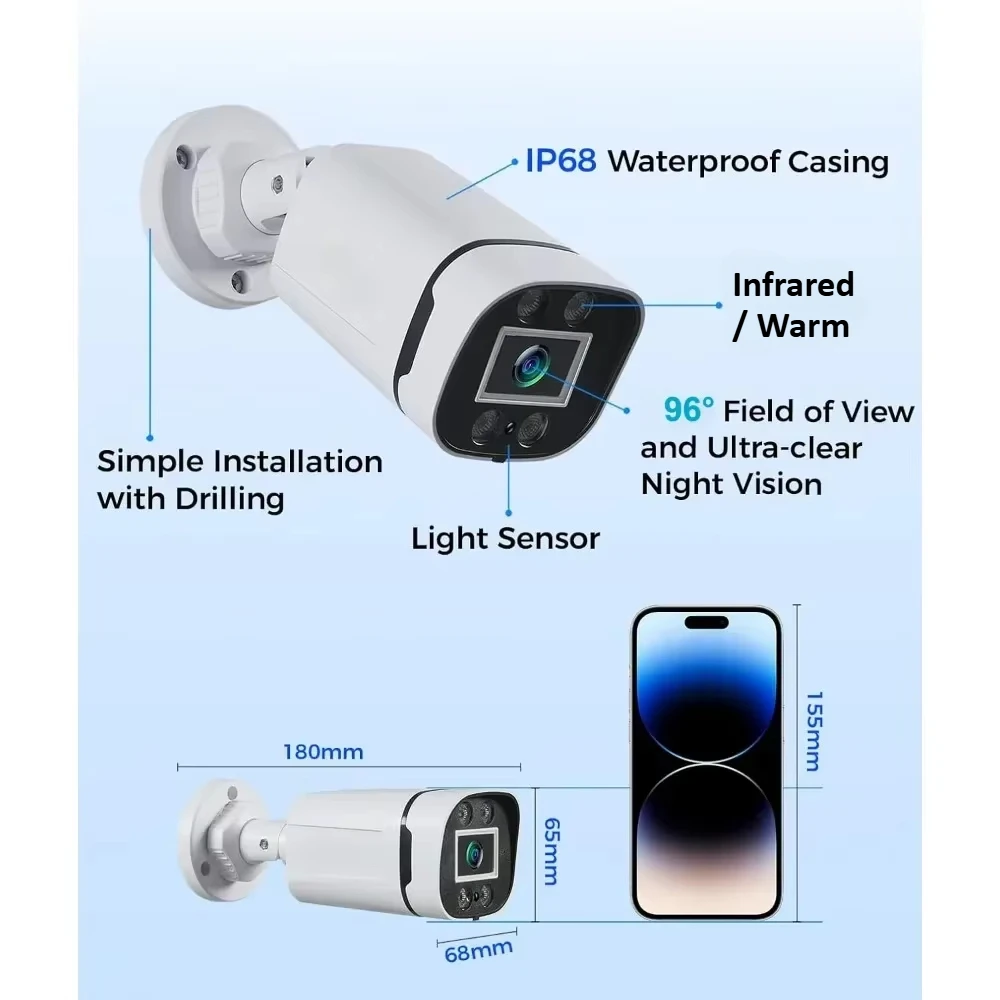 AHD Bullet Camera 720P/1080P/5MP Infrared Light / Warming Light Full Color HD Indoor Home Security Monitoring Camera