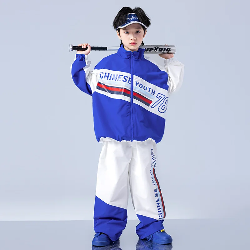 Manteau contrasté Hip Hop pour garçons, pantalon de jogging, veste de Sport de danse de rue pour filles, vêtements de scène, ensemble de vêtements de Jazz pour enfants, uniforme scolaire
