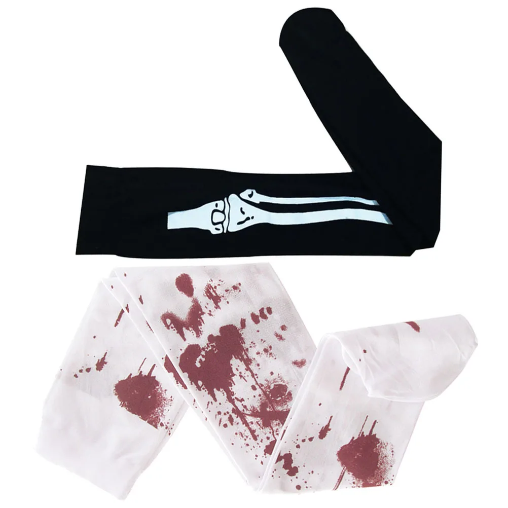 2 pezzi di calzini lunghi per Halloween con osso di sangue, calze horror stampate in 3D, elastiche antiscivolo, adatte per feste in costume, cosplay, donne