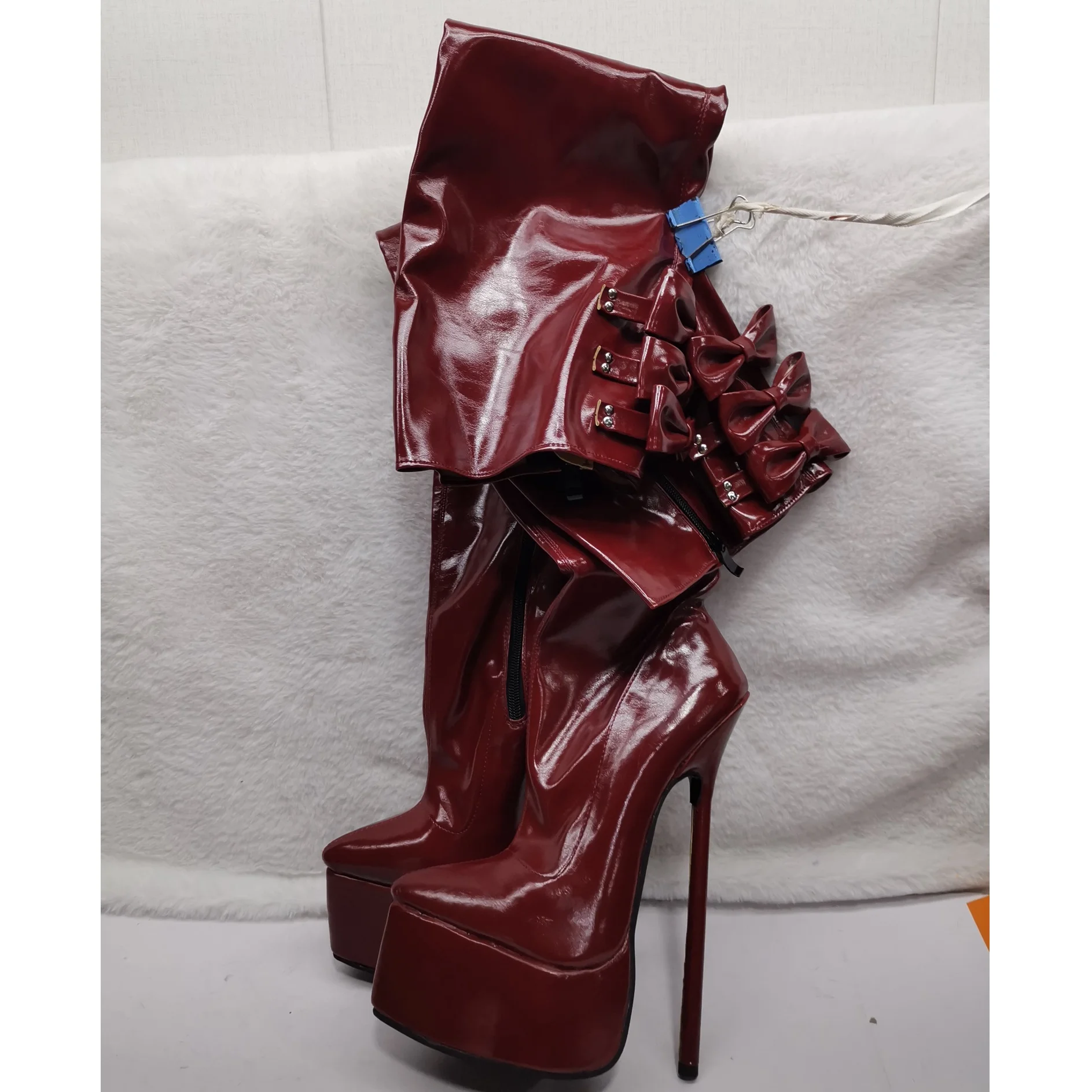 Red Rivet Over Knee High Platform Boots Thin High Heel Fashion Cool Sexy Winter Casual Big Size Woman Shoes Zapatillas Mujer