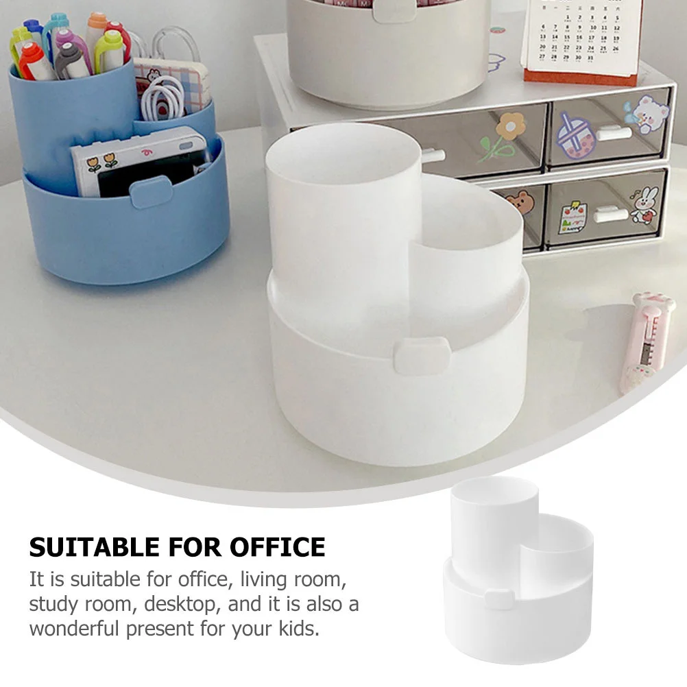 Rotating Pen Holder Premium Plastic Multi-Grid Desktop Storage Box Stationery Organizer Makeup Brush Container Office