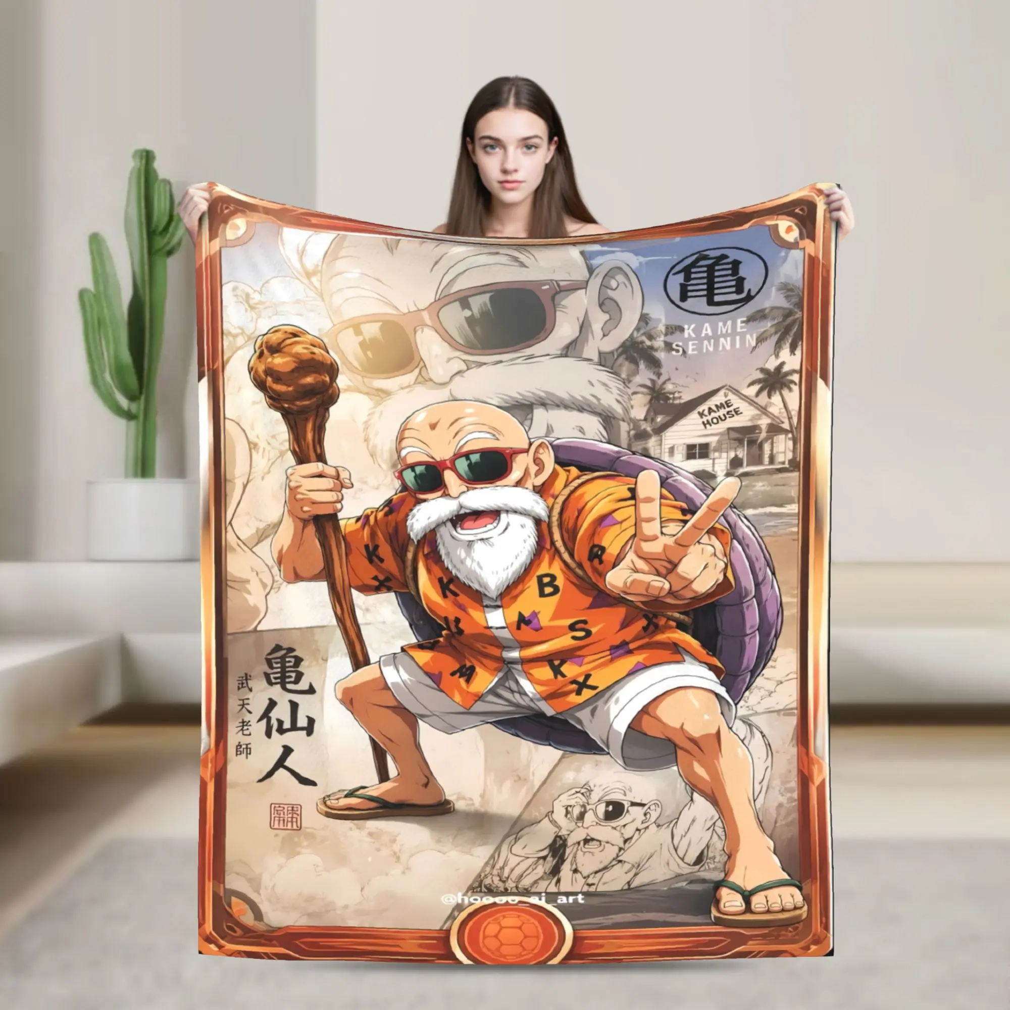 Warm Blanket Boy Girl Picnic New Anime Dragon Ball Master Roshi Throw Blanket  Flannel Bedspread For Living Room Sofa Bed Cover
