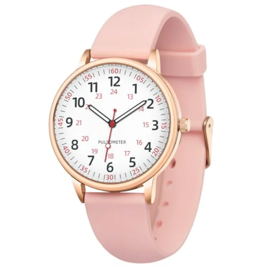 

IBSO Women Watch for Nurse Easy to Read Dial Wristwatches Silicone Band Water Resistant Watches Second Hand and 24 Hour