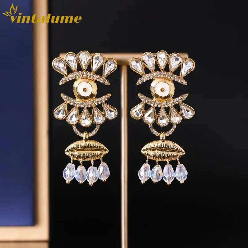 

Серьги-подвески Vintalume с кубическим цирконием, кристаллами и кисточками, для женщин, модные, уникальные, массивные, для вечеринок, подарок