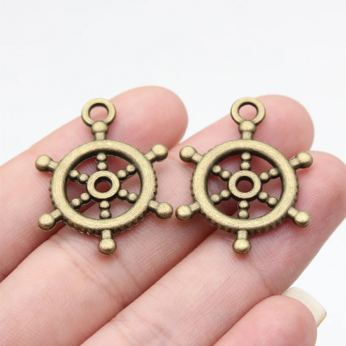 20pcs 29.6x22mm(1.17x0.87inch) Antique Bronze Color Rudder Charms Pendants DIY Jewelry Making Accessories