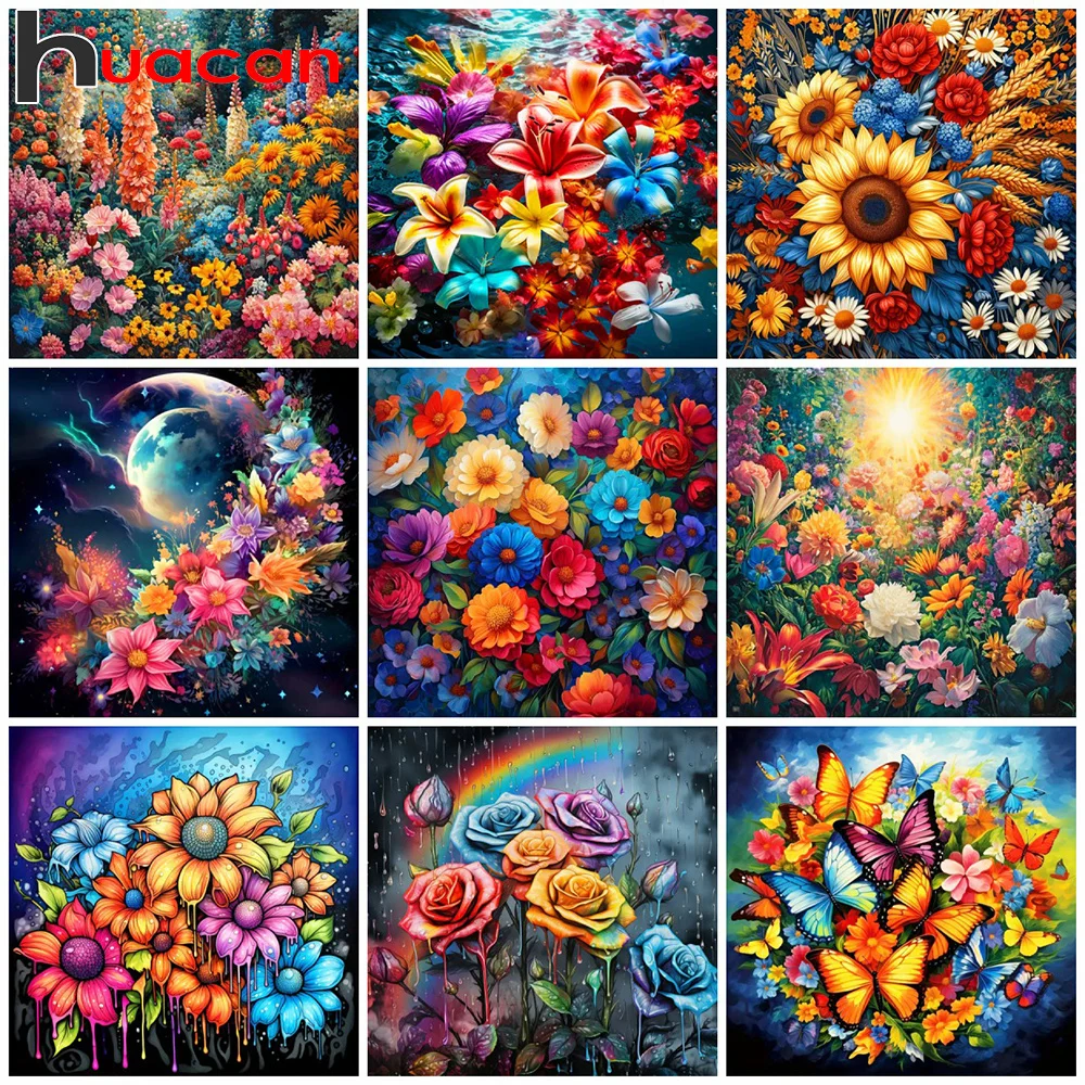Huacan Diamant Malerei Set Tai Chi Sonnenblume volle quadratische runde Mosaik Stickerei Yin Yang Landschaft Wohnkultur