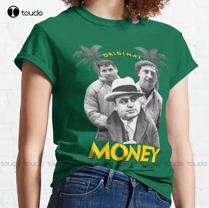 Original Money Team El Chapo Pablo Escobar Al Capone Group Money Gang Classic T-Shirt Grandpa Shirt Custom Gift Xs-5Xl Unisex