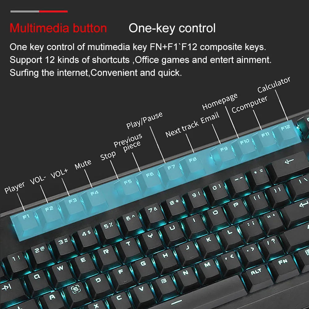 Motospeed CK95 Gaming Mechanical Keyboard RGB Backlit 104 Keys ABS Keycaps USB Wired Gamer Keyboard Macro Programming For PC/MAC