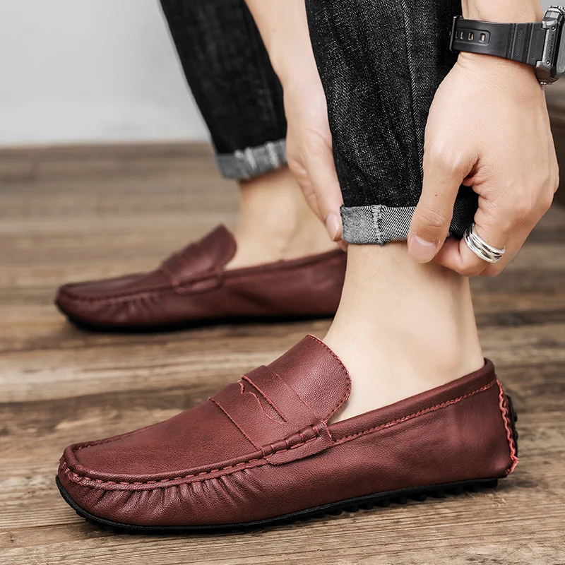 Comfort Loafers Man Shoes Soft Sole Genuine Leather Luxury Brand  Drive Comfy Slip-on Classic Footwear Boat Shoes for Men Spring