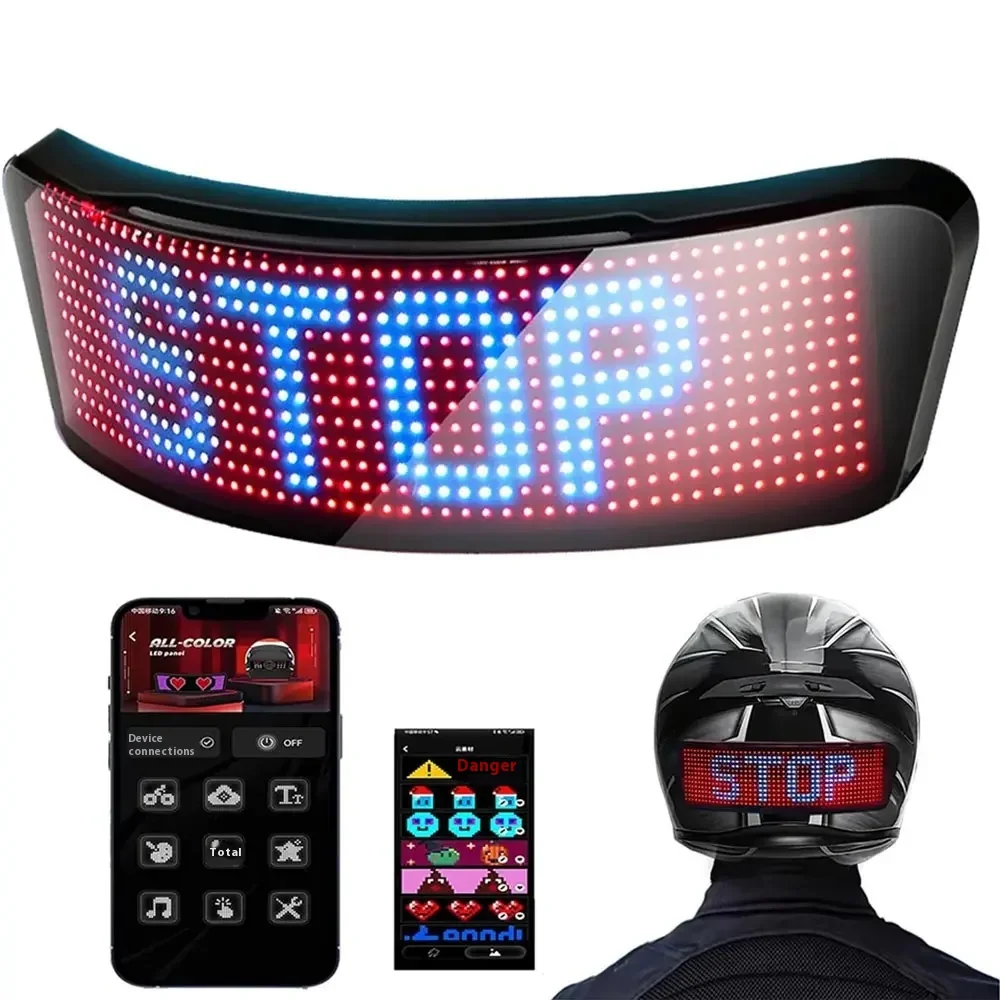 Led helmet display Motorcycle helmet warning light night riding helmet tail light application programmable LED screen
