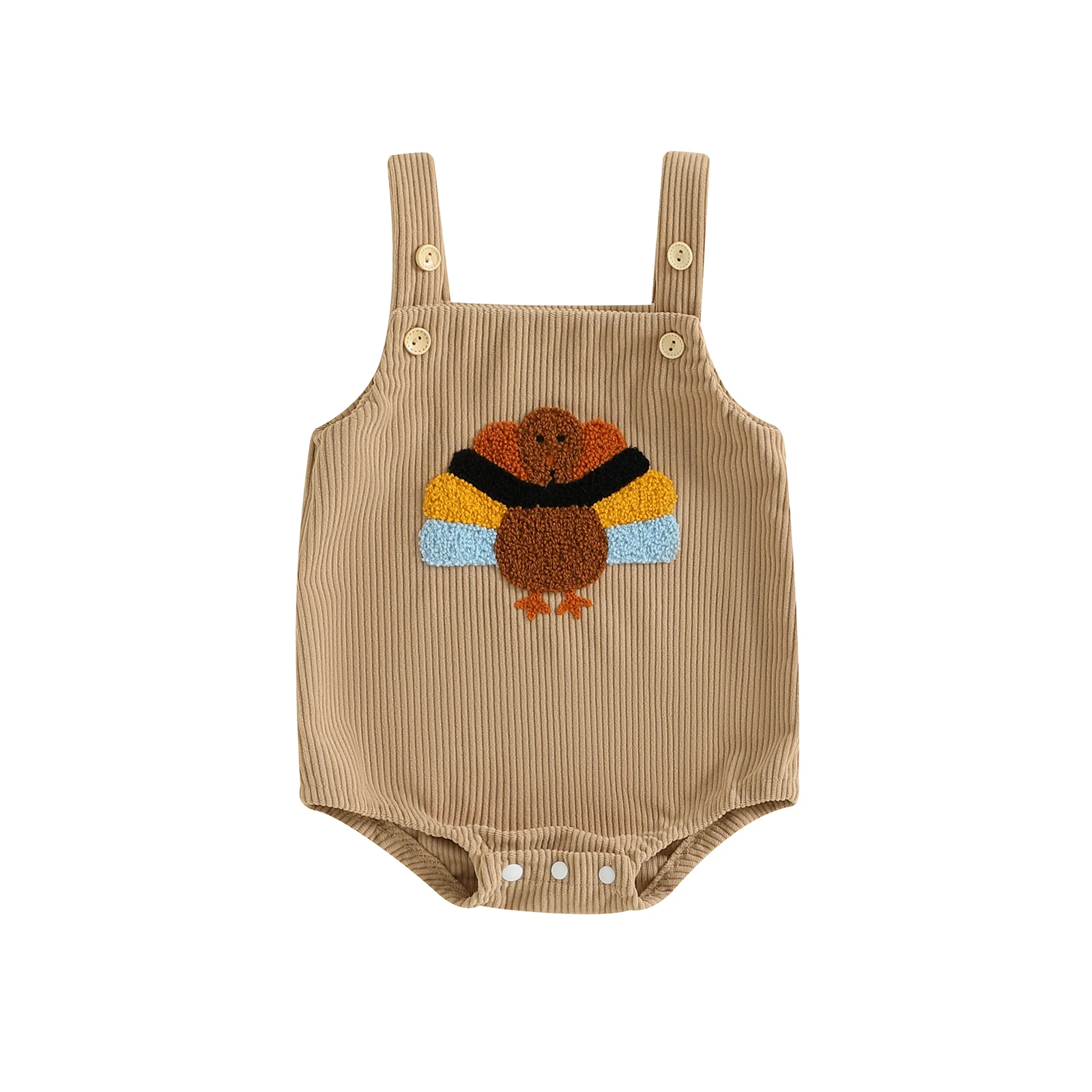 

Детский комбинезон с вышивкой в Турции на День Благодарения и ребристым дизайном без рукавов для осенних праздников и семейных встреч