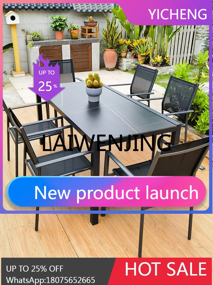 

LYY Outdoor outside Terrace Outdoor Plastic Wood Leisure Stone Plate Long Table