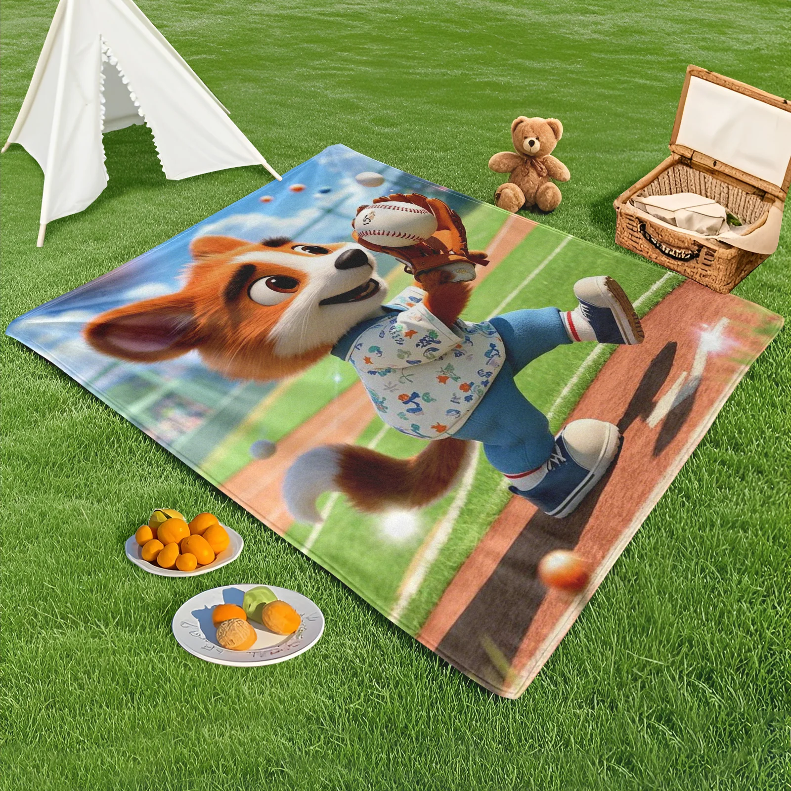 Baseball Pitch Animal Theme Game Day Outdoor Blanket For Picnics And Sports Events Playful And Durable Design For All Adventures