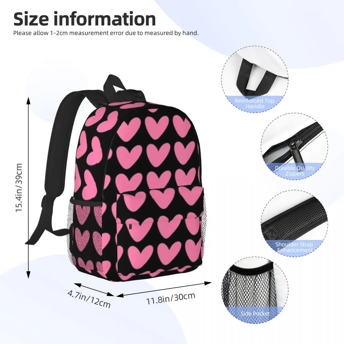 Mochila De arte del Día de San Valentín para mujer, bolsa de libros de viaje para ordenador portátil, resistente al agua, alta capacidad, 15 pulgadas