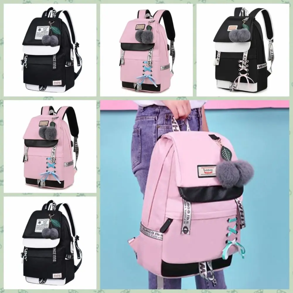 Langlebiger Unisex-Rucksack USB-Schnitts telle mit großer Kapazität Reiß verschluss Rucksack breite Schulter gurte wasserdichte Schüler Schult asche Teenager