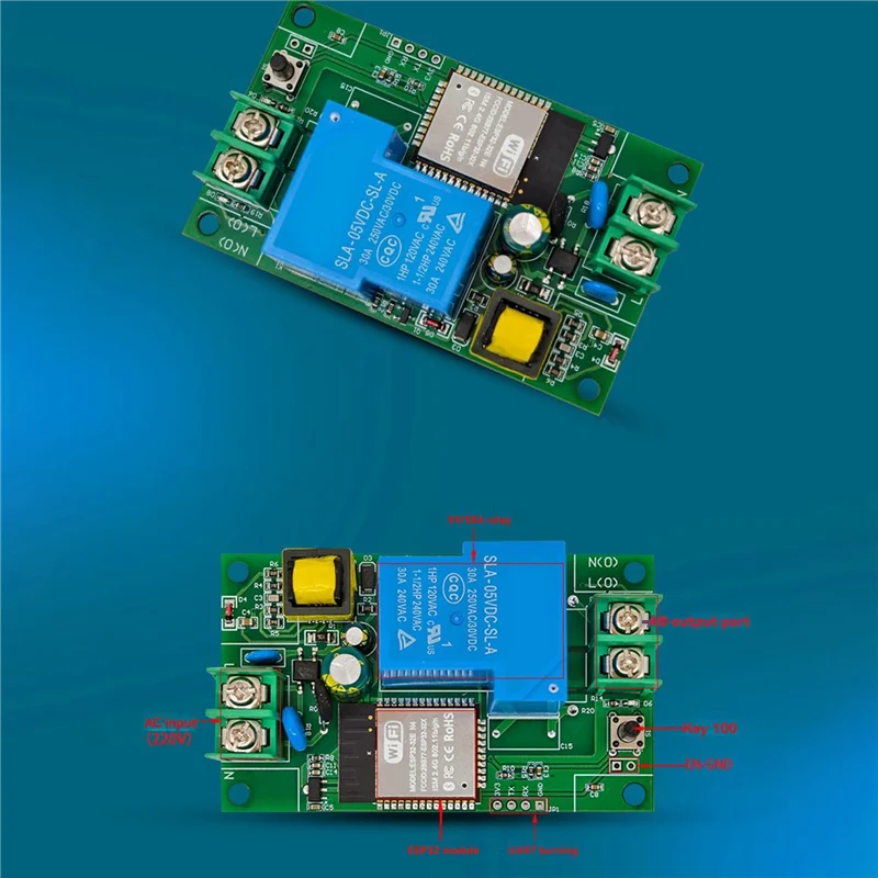 ABKL-ESP32 Relay Module Single Channel AC220V 30A Power Supply WIFI Bluetooth Development Board