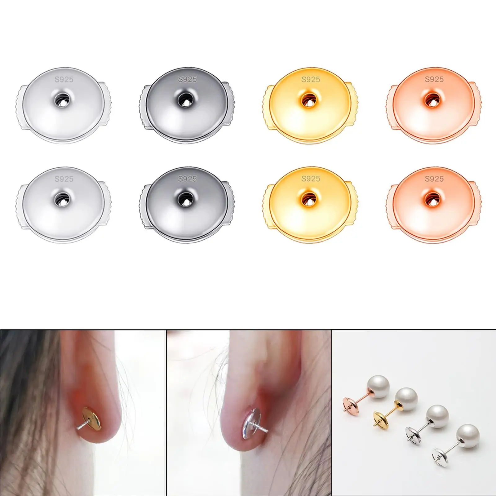 Par de tapones traseros para pendientes, accesorios de joyería, reemplazos, tapones para mujeres, niñas, amantes de los pendientes DIY