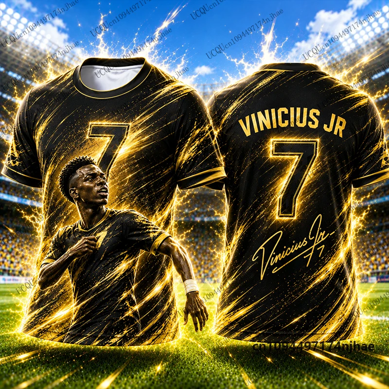 2027 Neues spezielles Vinicius Jr. Nr. 7 bedrucktes Fußballtrikot für Herren-T-Shirts, schnell trocknende Sommer-Sport-T-Shirts, lässige Oberteile für Kinder/Erwachsene – Detail 9
