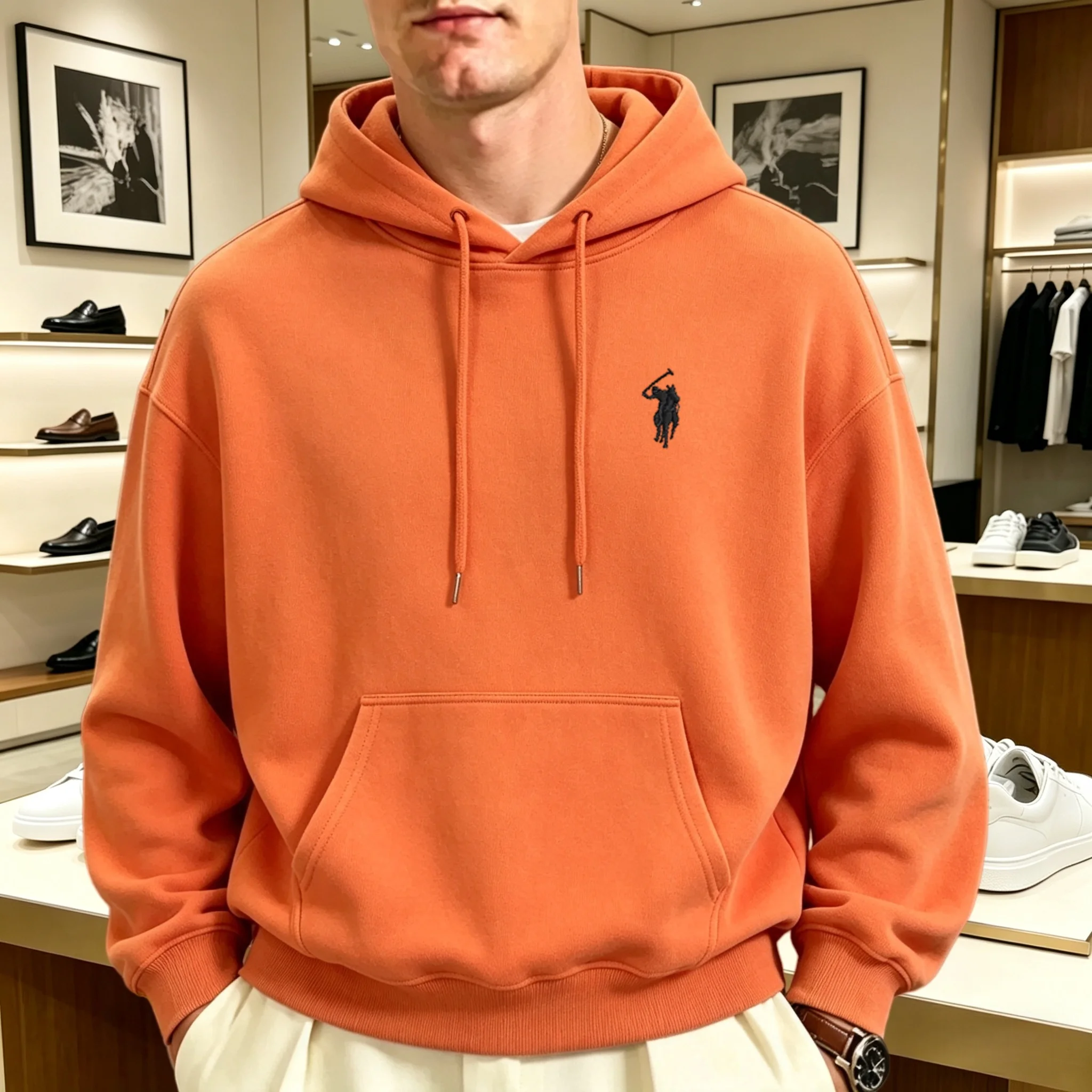 2026 schwergewichtiger koreanischer Stil lockerer Kapuzenpullover für Männer und Frauen, langärmelig, Herbst, hochwertige Marke, bestickter Boutique-Pullover – Detail 16