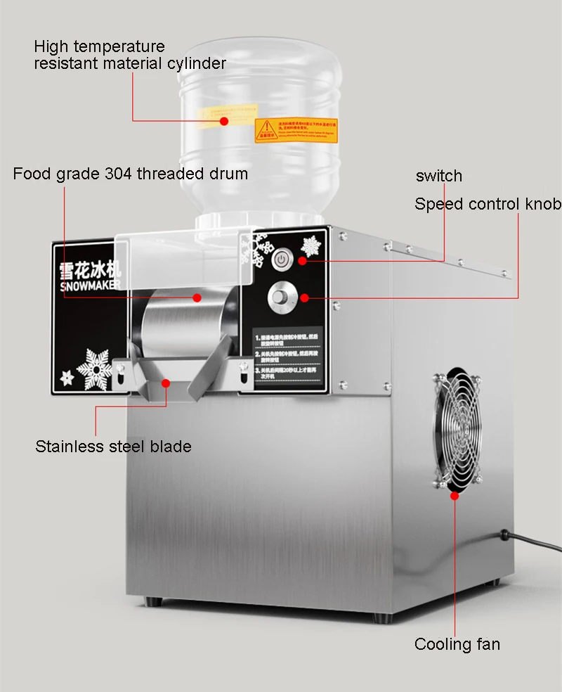 Mini Snow Ice Maker Shaver Machine Europe Snowflake Ice Machine Korea Bingsu Machine Snowflake Ice Shaving Machine ZB-XBJ60