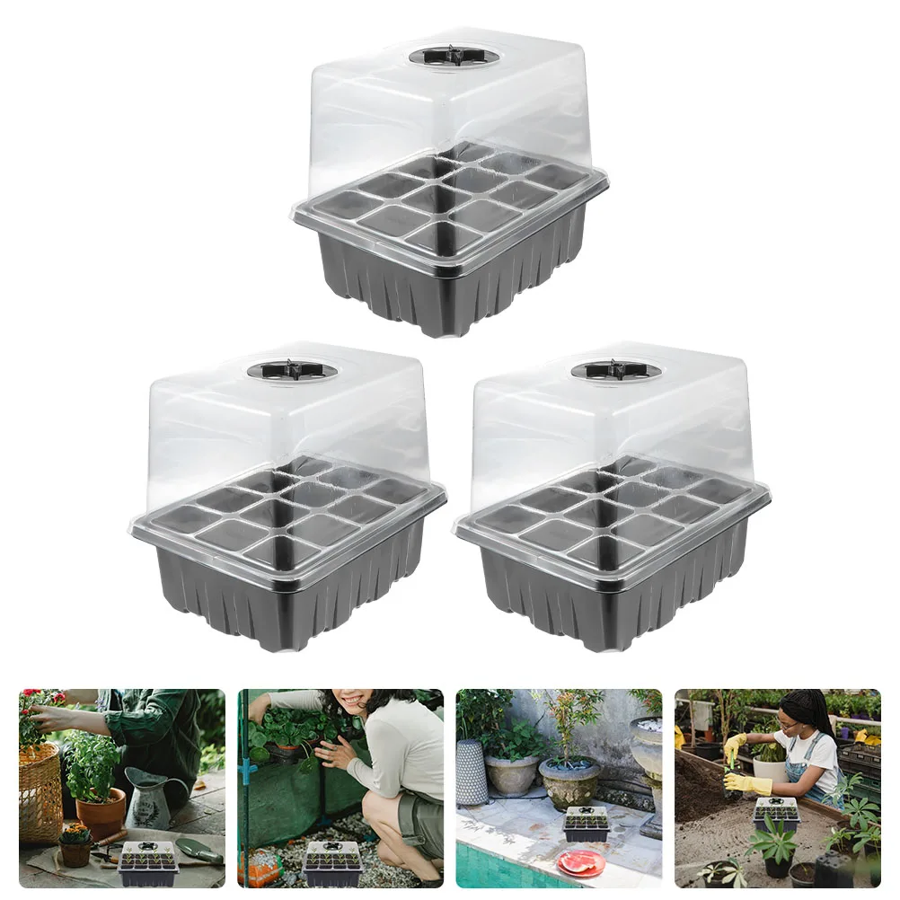 

3pcs Seedling Tray Veggie Plant Germination Starter Box Durable Water Saving Gardening Growing Supplies Plastic Trays