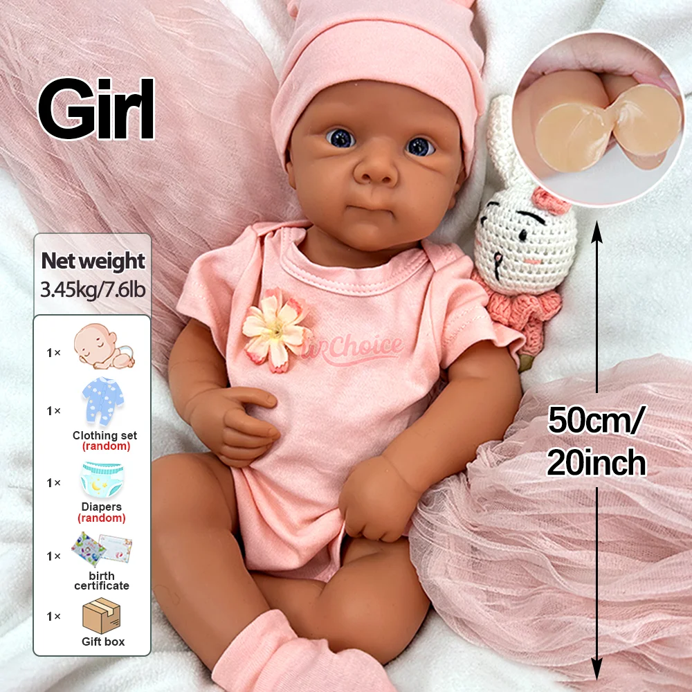 防水20インチリアルな新生児の女の子手作りソフトシリコンリボーンドール誕生日フェスティバルギフトセット3歳以上のお子様向けおもちゃ