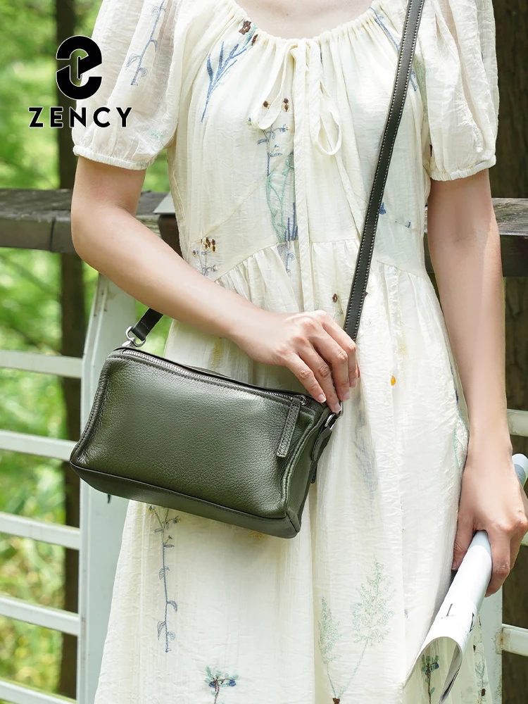 Zency Women's Genuine Leather Bag Small Simple Handbag Female Shoulder Crossbody Ladies Sheepskin Bag Satchels 2025 Red Bag